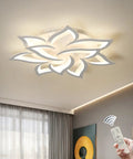 Dimmable LED Ceiling Light With Remote Control, Modern Acrylic Flush Mount Fixture, Flower Shape Metal Chandelier Style