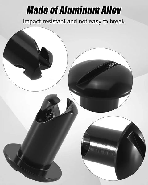 Close-up of Built Like A Tank 7075 Aluminum Quarter Turn Fasteners showcasing quick release mechanism and durable black finish.