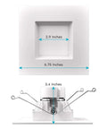 Dimensions of Five To Six Inch LED Square Recessed Downlight Kit, Dope Fourteen Watt Equivalent To Ninety Watt with springs