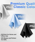 Zeefpod microfiber cleaning cloths for glasses and screens, 60-pack (20 per color: black, grey, light blue), 6x7 in