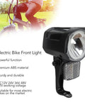 Universal 12V-72V LED Front Headlight for Electric Bikes and Scooters, Ride-Ready 2-Pin Connector, weatherproof black