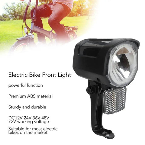 Universal 12V-72V LED Front Headlight for Electric Bikes and Scooters, Ride-Ready 2-Pin Connector, weatherproof black