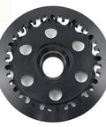 Bulletproof Black Dry Clutch Pressure Plate With Teeth Built Tough For Six Speed Ducati Engines fits Monster MH900E Multistrada ST Series close-up view.