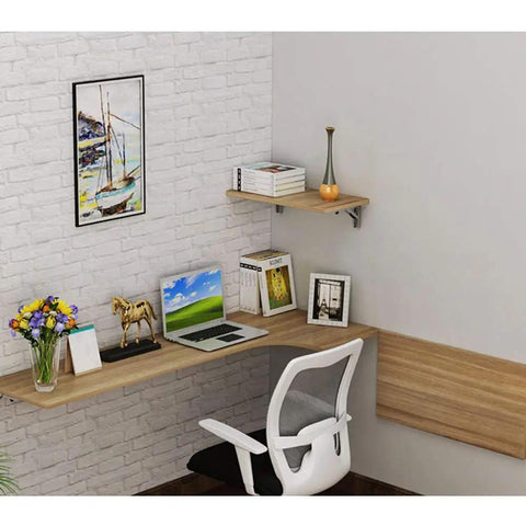 Solid As A Rock Foldable Shelf Brackets Two Pack Stainless Steel Wall Mount supports heavy duty rustproof triangle hinges installed in office.