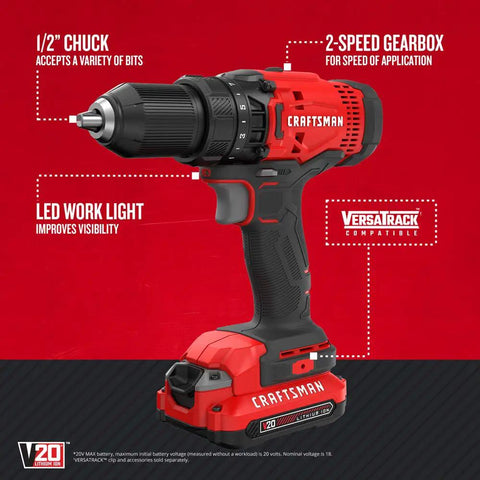 V20 7 Tool Cordless Power Tool Kit With 2 Batteries And Charger For Home DIY Projects Includes Drill Driver