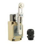 WLCA12-2-Q Adjustable Roller Lever Arm Limit Switch with 1 NO 1 NC Contact, shown with cable gland