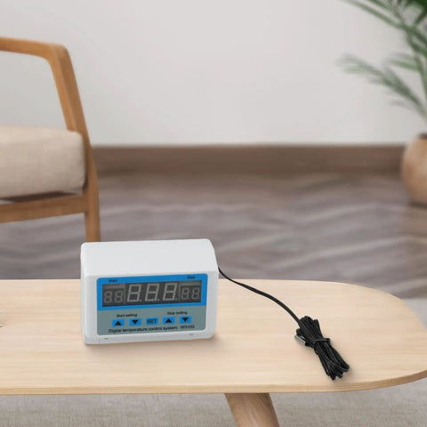Beefed Up Digital Thermostat Temperature Controller With 30A High Power, Precise Temperature Regulation, Timer Function, Works With 220V AC Or 12V/24V DC, Adjustable Range For Heating And Cooling, Industrial DIY Ready DC24V 600W on desk