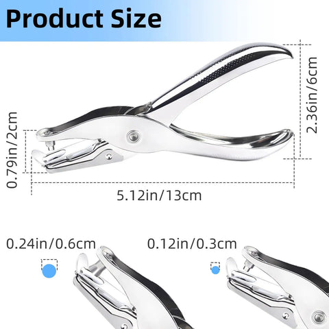 Two Piece Metal Hole Punch Set With One Quarter Inch And One Eighth Inch Single Hole Punches for DIY crafting labels and projects