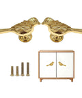 Must Have Bird Shaped Cabinet Knobs Set of 2, Vintage Metal Drawer Pulls for Cupboard Doors and Dressers, Gold Finish, front view display