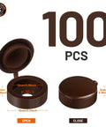 Plastic Hinged Screw Covers With Flip Tops In Brown For Exposed Screws Rust Protection Snap Washer Caps 100 Piece Pack