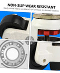 Built Tough Four Piece Heavy Duty Swivel Casters With Height Adjustable Leveling Brackets And Grip Tight Nylon Rollers for non-slip wear resistance.