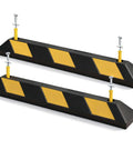 35.5 Inch Heavy Duty Rubber Parking Stopper 2 Pack With Reflectors And Mounting Screws, 22,000 Lbs Vehicle Stop