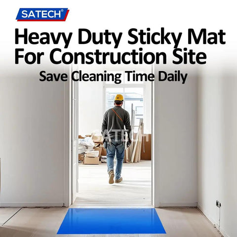 Keep The Floors Spotless With Heavy Duty Tacky Mats 24 By 36 Inches White Adhesive Roll Out Sheets for construction site use.