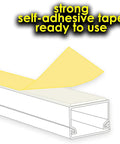 Illustration of Paintable Wire Hider Kit For Walls To Hide 1 To 2 Cables with self-adhesive tape detail, ready for mounting.