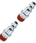 Premium Red 2 Pack 1/4 Npt Male Air Line Fitting Quick Connect Coupler Kit For Compressor Hose And Pneumatic Tools Industrial Type D Standard Heavy Duty, chrome fittings