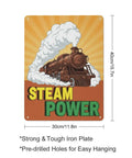 Old School Steam Locomotive Metal Sign Retro Steam Power Tin Wall Decor For Living Rooms Cafes And Garages Vintage Train Poster Style 16 By 12 Inches Durable High Quality Finish