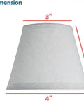 Empire Clip On Chandelier Lamp Shade Set Of 9, Grey Textured Fabric With Brass Fitter, 3 in Top, 4 in Bottom, 4 in Slant Height