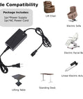 Universal 29V 2A 2 Pin AC DC Switching Power Supply Adapter with cord and compatible furniture images.
