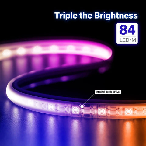 RGBIC Neon Rope Lights 16.4ft With Music Sync Dope Gaming Mood Lighting DIY Color Strip For Bedroom And Living Room Alexa And Google Assistant Compatible Flexible Installation And Dynamic Multi Color LED