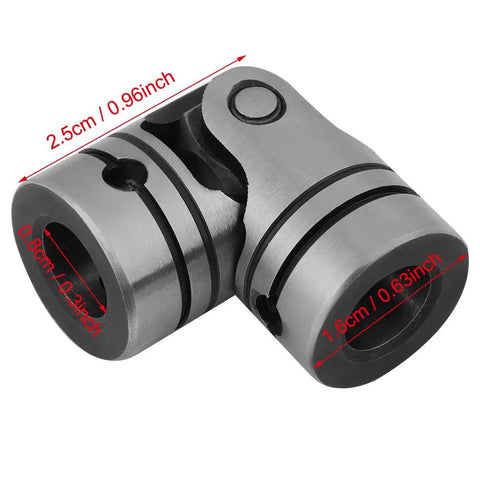Versatile Universal Joint Shaft Coupling For DIY Steering And Motor Projects 16mm To 20mm Outer Diameter Steel Linkage Connector Flexible Angled Rod Joint For Inclined Axes Durable Mechanical Coupler, alloy steel joint, 16-20 mm
