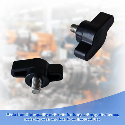 Heavy Duty 4 Pack Rip Fence Lock Knobs And Easy Grip Edge Guide Handles For Cordless Circular Saws Replaces 313678001 close-up view of black steel knobs.
