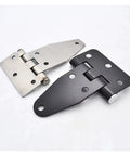 Heavy Duty Iron Cabinet Hinges For Electric Switchgear Boxes And Control Panels Built Like A Tank With Straight Up Reliable Performance For Any Rough Worksite displayed in black and silver finishes.