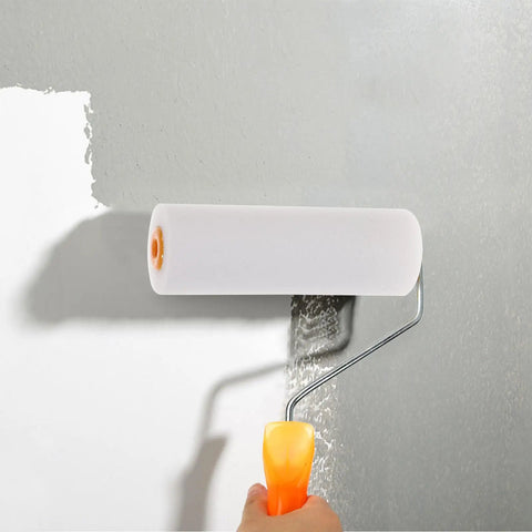 10 Pack High Density Foam Paint Roller Covers for Walls Ceilings Cabinets and Doors Achieve a Hella Smooth Finish on Flat Surfaces with Multi Purpose Replacement Roller Sleeves That Deliver Top Shelf Coverage every Time, painting gray wall with foam roller.