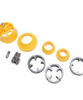 Prograde Pvc Pipe Threader Kit With Electric Drill Adapter And Three Interchangeable Dies for half inch and one inch tubing parts.