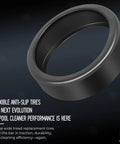 Beefed-Up Tune-Up Kit With Three-Pack 48-232 Wide Trax Tires for Polaris Pool Cleaner viewed against a dark background.