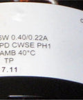 Label on Heavy Duty Industrial Condenser Exhaust Blower Motor 1/50 Hp 115 Volt, showing specifications and connection diagram.