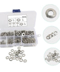 Stainless Steel Washers Set 350 Pc Assortment With Multiple Sizes And Spring Lock Features, Flat Washers For Screws And Nuts, Built For Auto And Industrial Projects, Durable Gasket Washers For Any Hardware Job. open organizer with assorted stainless steel washers