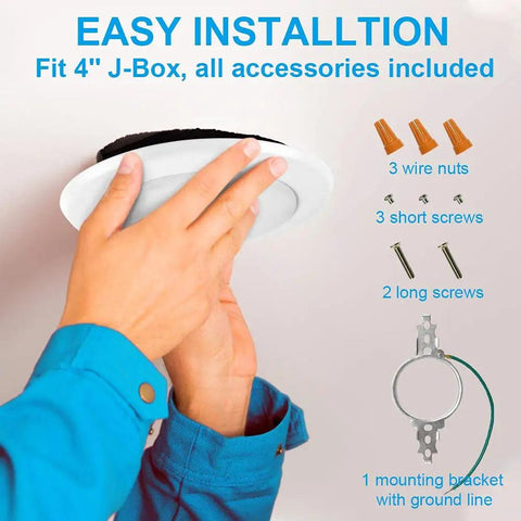 Installation accessories for 4 Pack LED Downlights With Junction Box 6 Inch Recessed Ceiling Lights 14W Dimmable 100W Equivalent 1000 Lumen