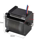 NEMA 23 Stepper Motor 1.3N.m Torque, 4A 2 Phase 4 Wire, 57x57mm Frame, 55mm Body, 8mm Dual Shaft, Beast Torque For CNC And 3D Printer Drives, Precise 1.8 Degree Step, Great For Automation Projects, black motor with 57mm x 55mm size