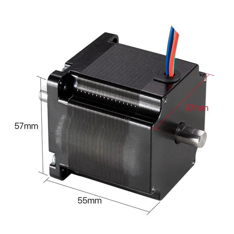 NEMA 23 Stepper Motor 1.3N.m Torque, 4A 2 Phase 4 Wire, 57x57mm Frame, 55mm Body, 8mm Dual Shaft, Beast Torque For CNC And 3D Printer Drives, Precise 1.8 Degree Step, Great For Automation Projects, black motor with 57mm x 55mm size
