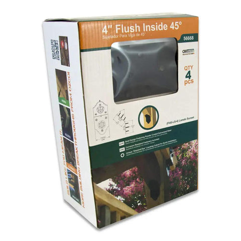 45 Degree Flush Inside Angle Brackets Steel 4 Inch Black Powder Coated Finish Built For Outdoors Beefy 4 Pack Rust Resistant