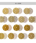 Grab These Killer Yellow 6 Inch Gold Sanding Discs With Anti-Clog Coating And 15 Holes For Dust Free Grinding On Any Project That Hits Hard Today showing various grits.