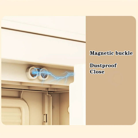 Heavy Duty Plastic Storage Bins With Secure Lids And Smooth Gliding Wheels Foldable Stackable Boxes magnetic buckle detail with dustproof design.