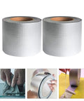 Butyl Waterproof Repair Tape 5cm By 5m Ultra Weatherproof Sealant for roof leaks, shown in roll with application examples