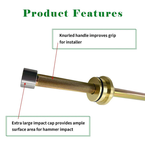 Knurled handle on Heavy Duty Cam Bearing Install And Removal Tool Kit for SBC V8 and 90 Degree V6 Engines