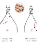 18 Piece Manicure And Pedicure Set With Stainless Steel Tools, Travel Hygiene Kit shown with nail clippers in use and storage.
