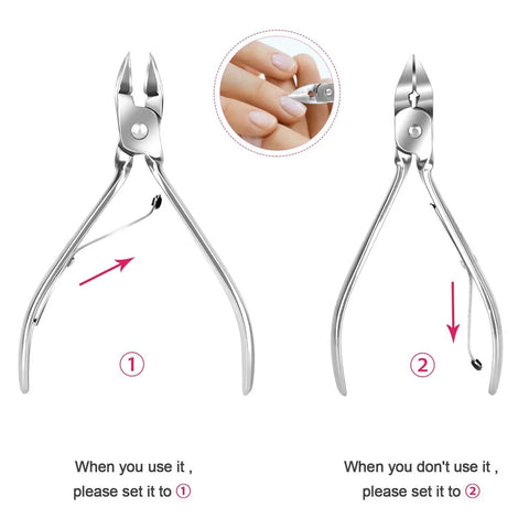 18 Piece Manicure And Pedicure Set With Stainless Steel Tools, Travel Hygiene Kit shown with nail clippers in use and storage.