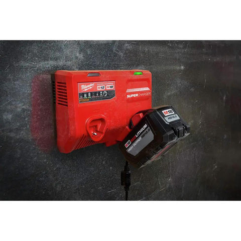 Beast Speed M18 M12 Battery Charger for Power Tools mounted on wall with LED indicator and battery