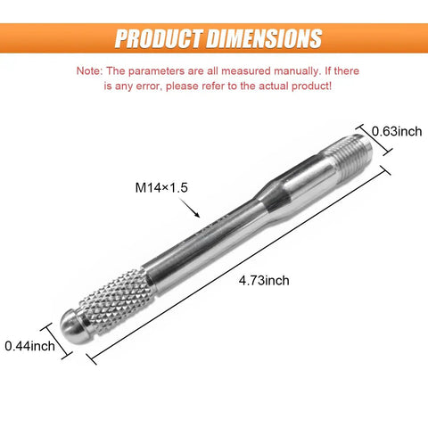 Stainless Steel Wheel Alignment Pin And Tool Kit For Most Cars, M14x1.5 size, showing dimensions for easy at-home wheel alignment