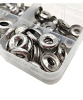 180 Piece 304 Stainless Steel Countersunk Finishing Cup Washer Set For DIY Pros And Gearheads Conical Gasket Shims Sizes 6, 8, 10 And 12 Silver Finish Hardware Essentials Kit in storage box