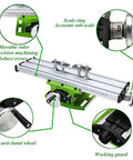 Top Shelf Shop Beast Cross Slide Table For Mini Milling Machines And Bench Drill Press Adjustable X Y Axis showing movable ruler and Y-axis hand wheel.