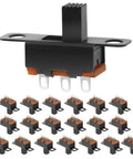 Compact 1P2T SPDT Slide Switch 5mm Panel Mount Vertical Knob, DIY Friendly For Breadboard, PCB, And Arduino Projects, SS12F15 DIP Miniature Through-Hole Toggle Switch, black 20-pack