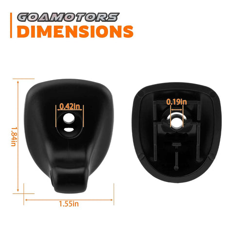 Two Pack Black Sun Visor Support Clips Direct Replacement For Dodge Avenger 2011-2014 And Chrysler 200 2011-2015 dimensions view