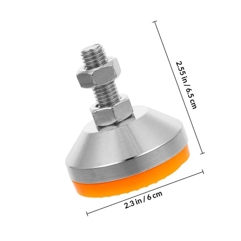 Rock Steady Adjustment And Zero Wiggle Room For Heavy Machinery Support Heavy Duty Leveler Feet with rubber base and metal screw.