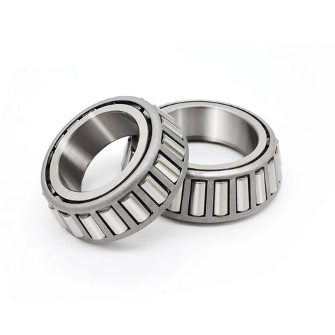 Two steel cylindrical roller bearings with inner and outer races for 3500 lb trailer axle spindles.