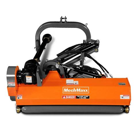 60 Inch PTO Drive 3 Point Hitch Offset Flail Ditch Bank Mower For 25 To 60 HP Cat 1 Tractors With 77 Inch Offset, front view